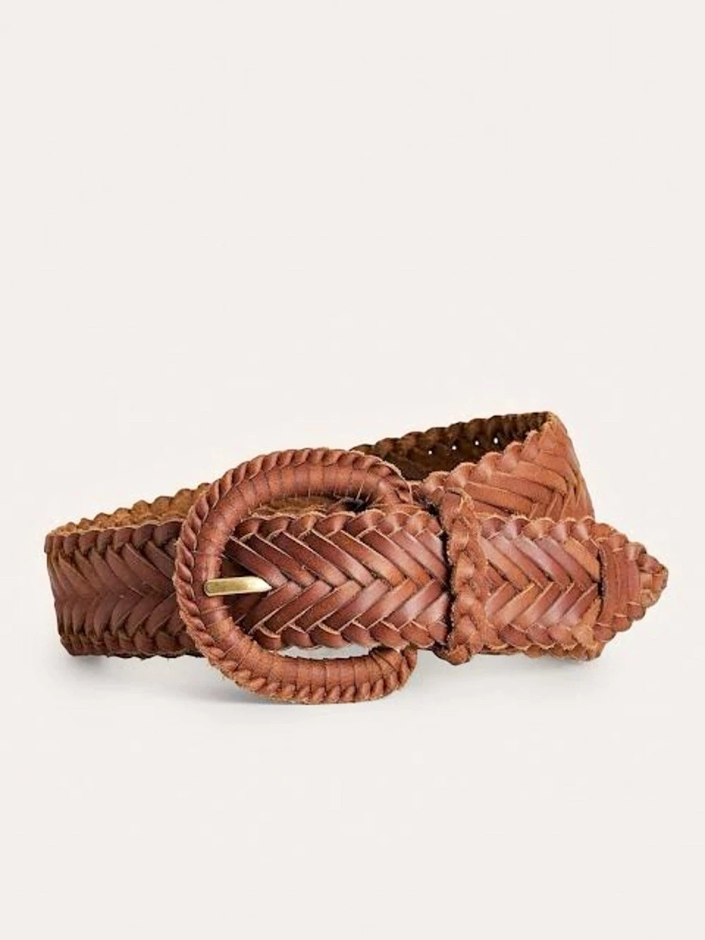 Boden Woven Leather Belt in Brown Size Small